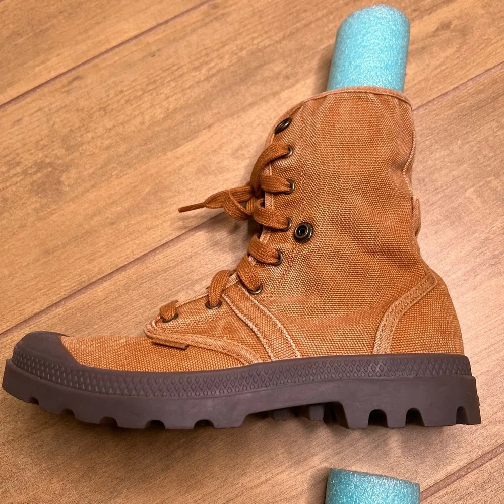 Palladium‎ Pampa Hi Boots Mens 7.5 Brown 02478-251-M Canvas Lug Sole Combat